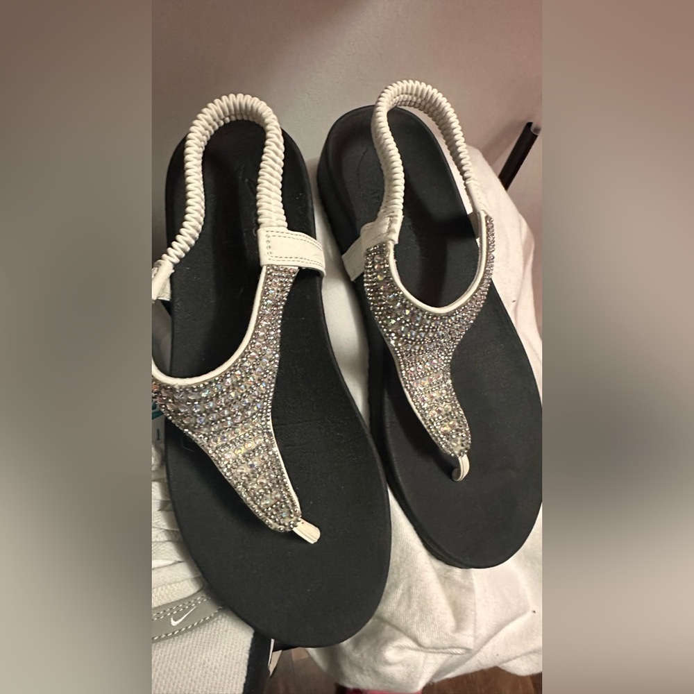 Elegant White and Silver Women's Sandals